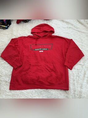 Door Era Red Pullover Hoodie - Cream Check Graphic